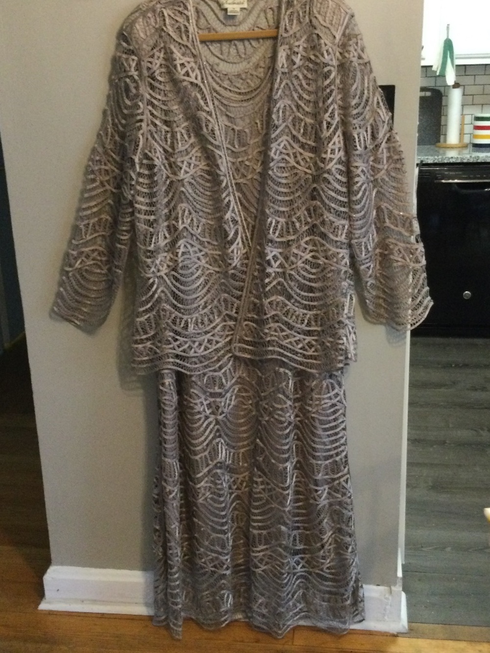 Soulmates Silk Lace Champagne-Colored 2-Piece Gown & Jacket, Size 3XL
